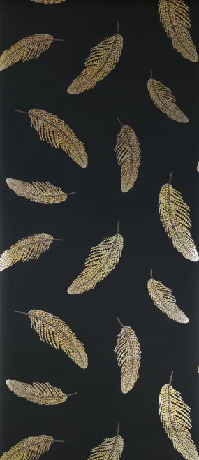 Adornado Wallpaper in Black and Gold from the Deya Collection