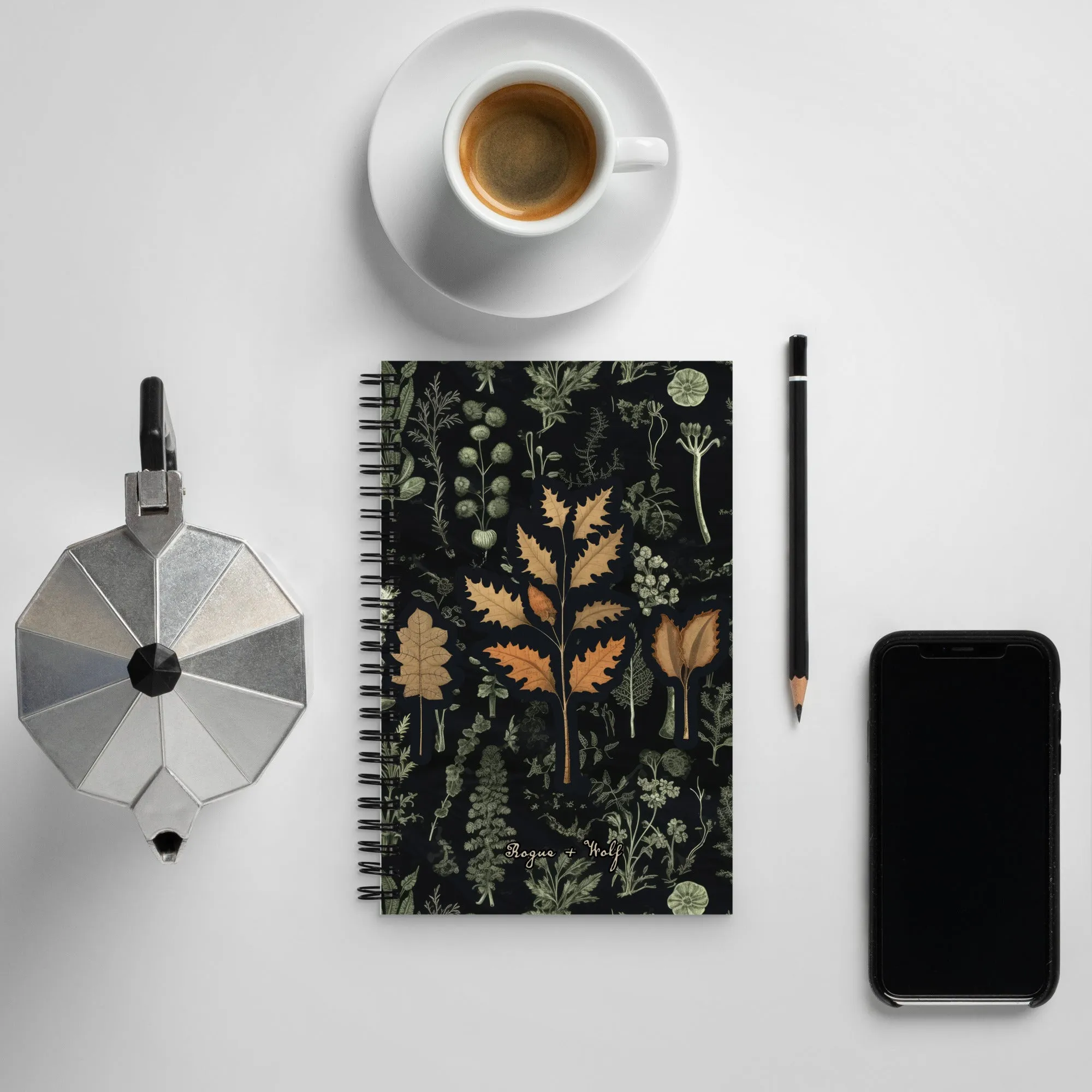 Autumn Memoir Spiral Notebook - Botanical Witchy Journal Uni & College Dark Academia Essentials - Gothic Stationery