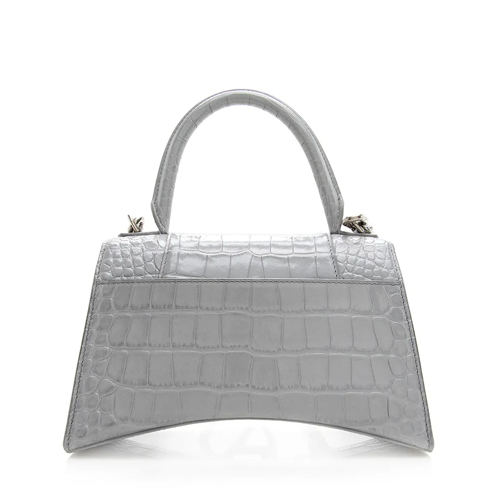 Balenciaga Croc Embossed Calfskin Hourglass Small Satchel