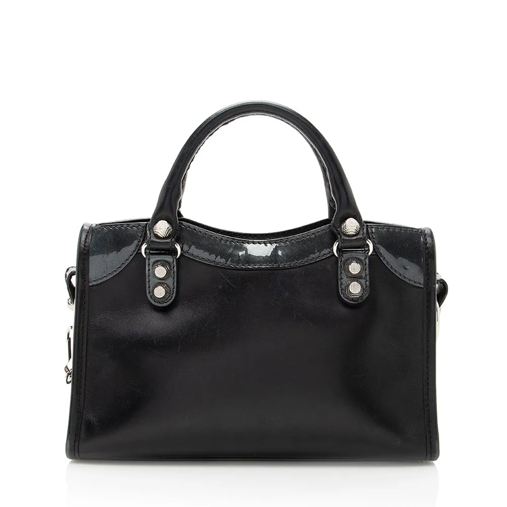 Balenciaga Patent Matte Calfskin Metal Edge City Mini Satchel - FINAL SALE