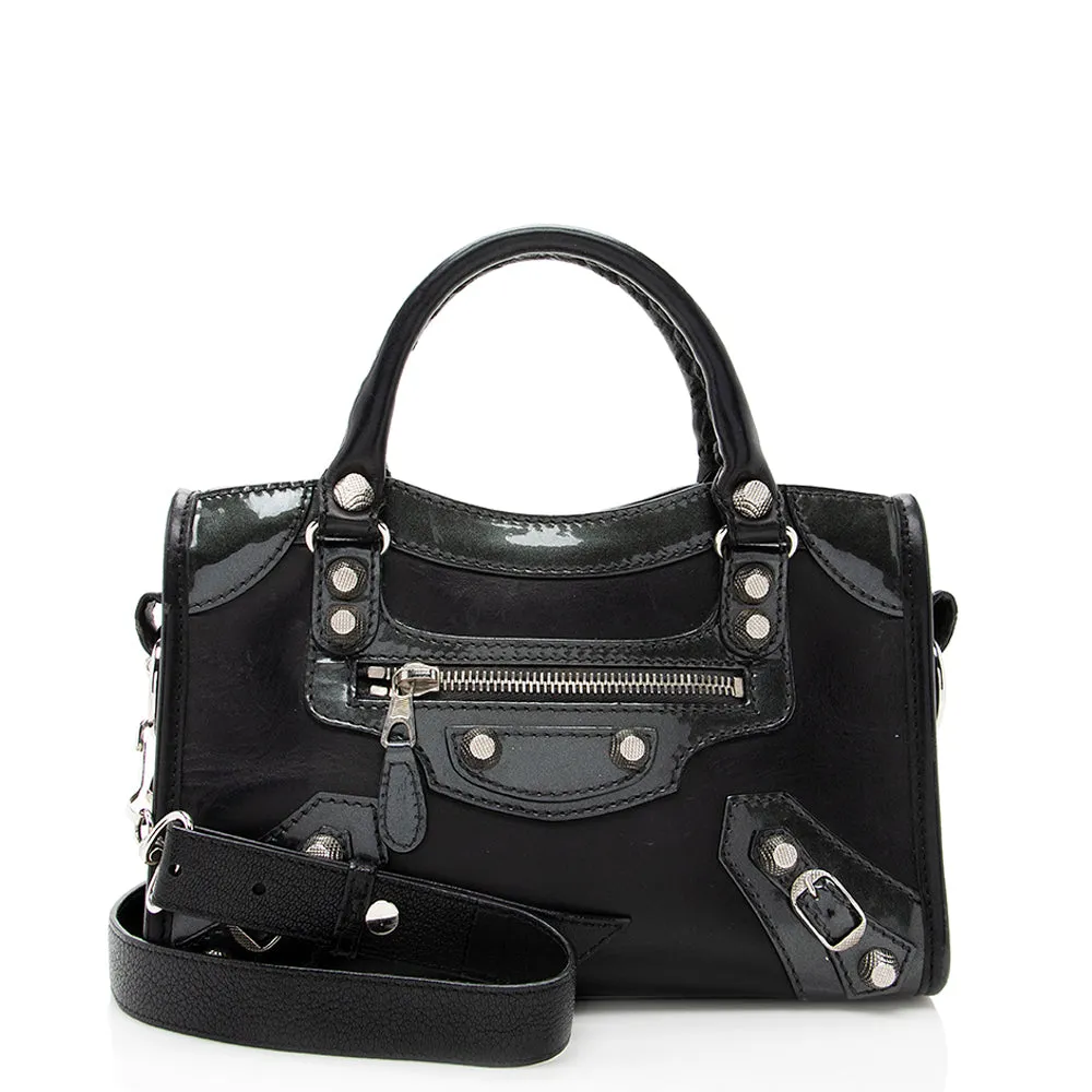 Balenciaga Patent Matte Calfskin Metal Edge City Mini Satchel - FINAL SALE