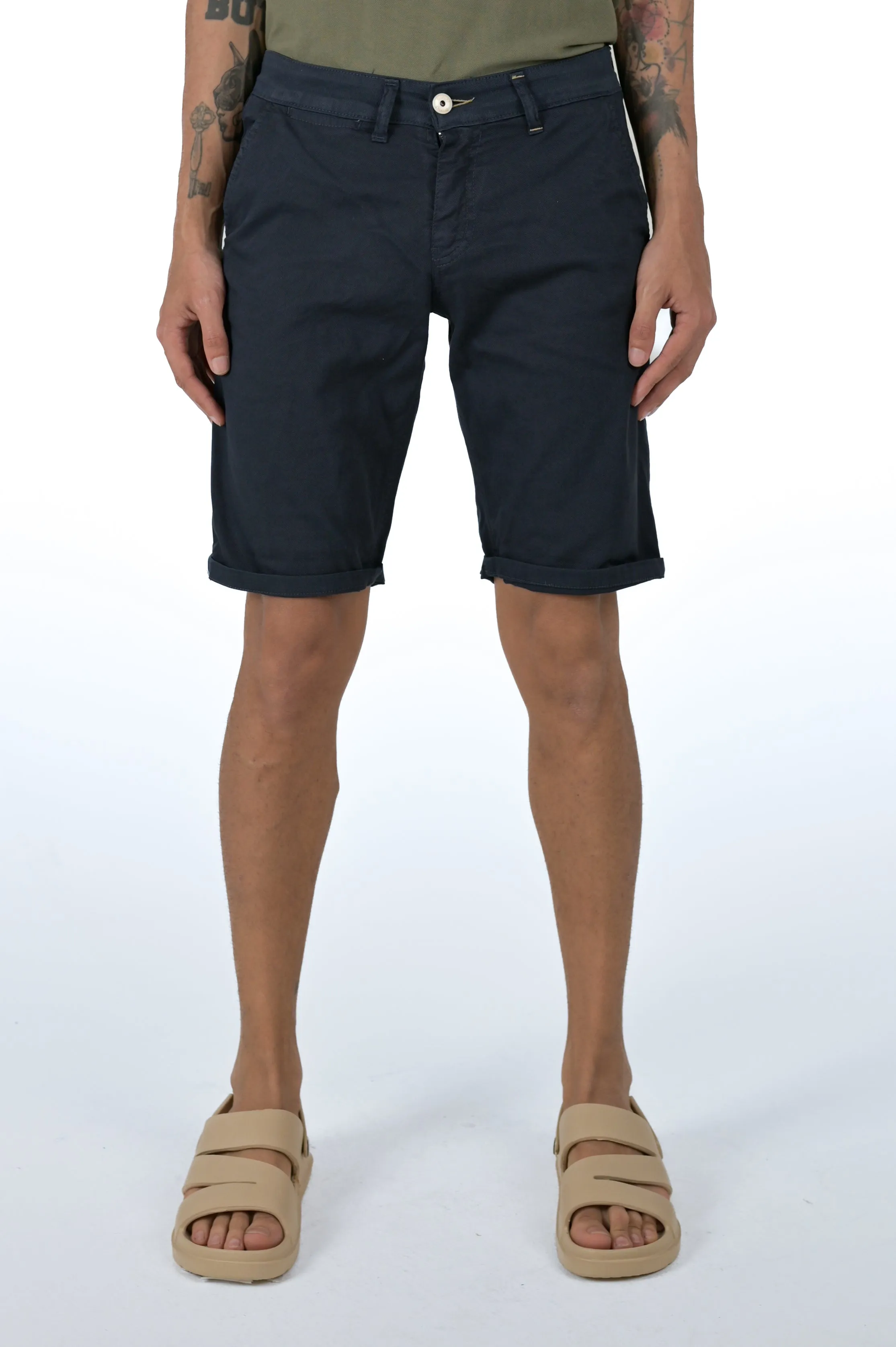 Bermuda in cotone slim Cristian Maldive Blu SS24