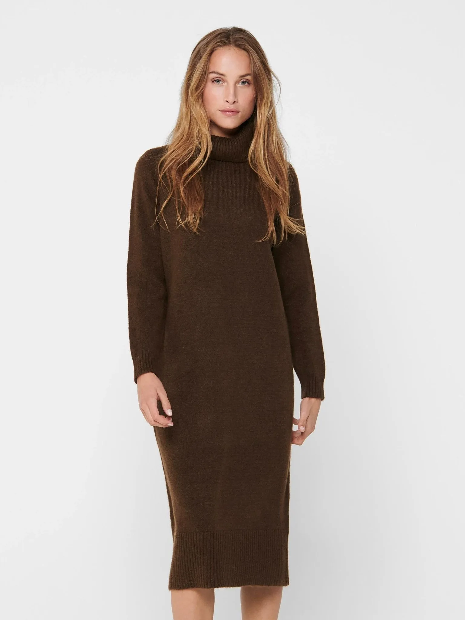 Brandie Roll Neck Dress - Chicory Coffee