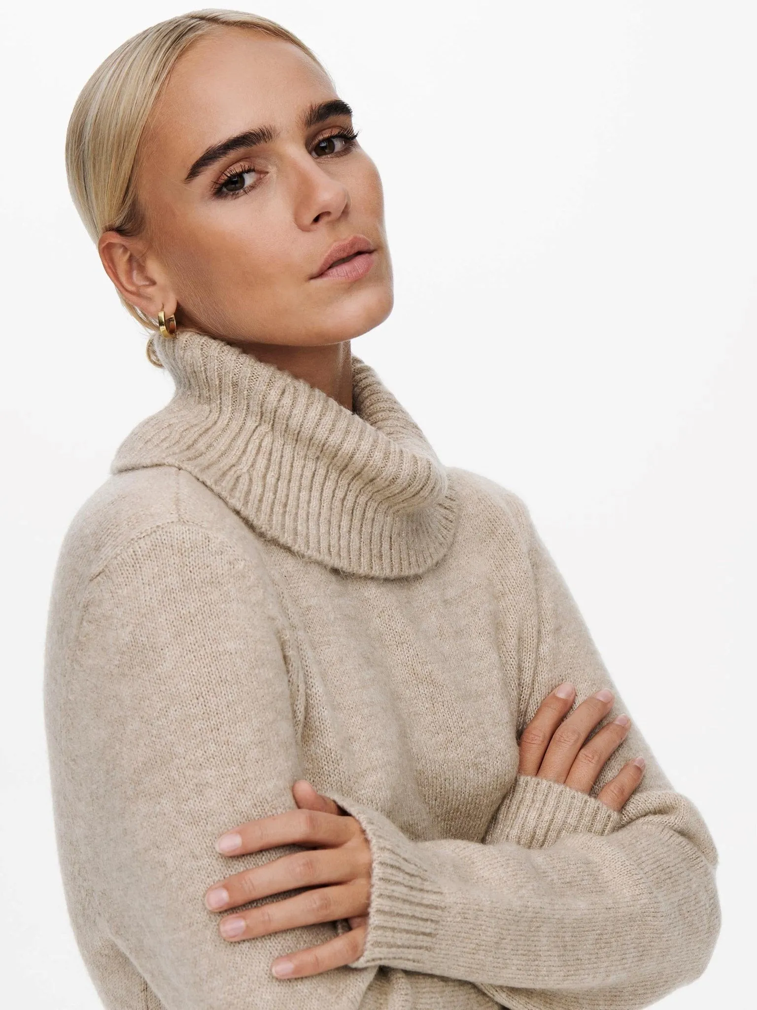 Brandie Roll Neck Dress - Pumice Stone