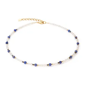 Coeur De Lion Gold Pearl and Sodalite Flow Necklace