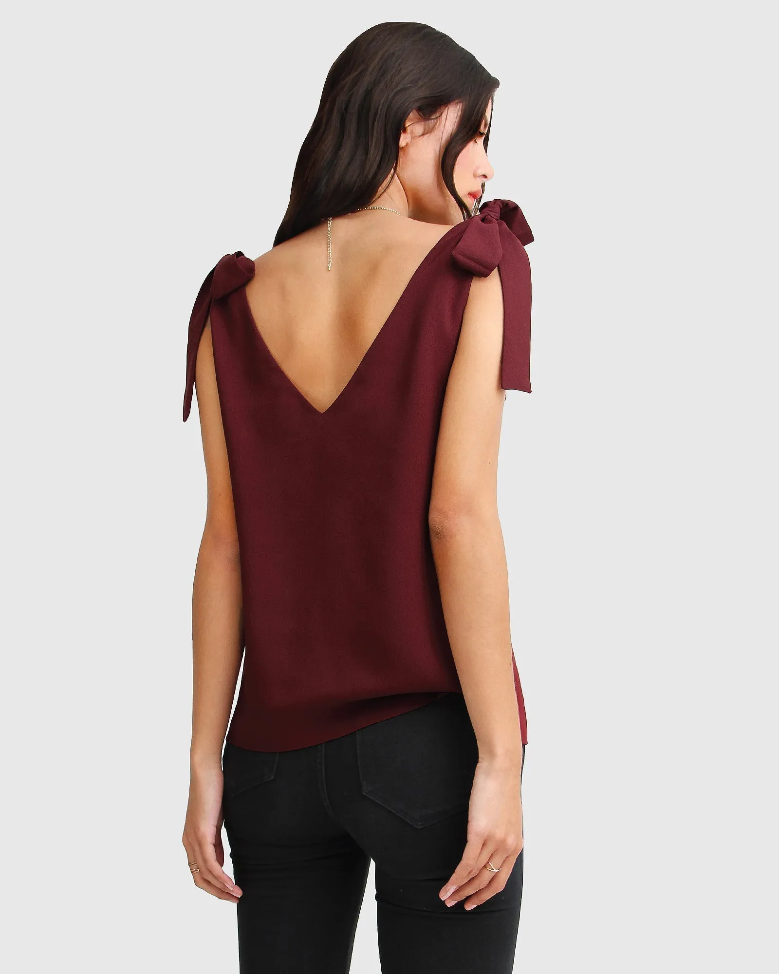 Feel For You V-Neck Top - Burgundy