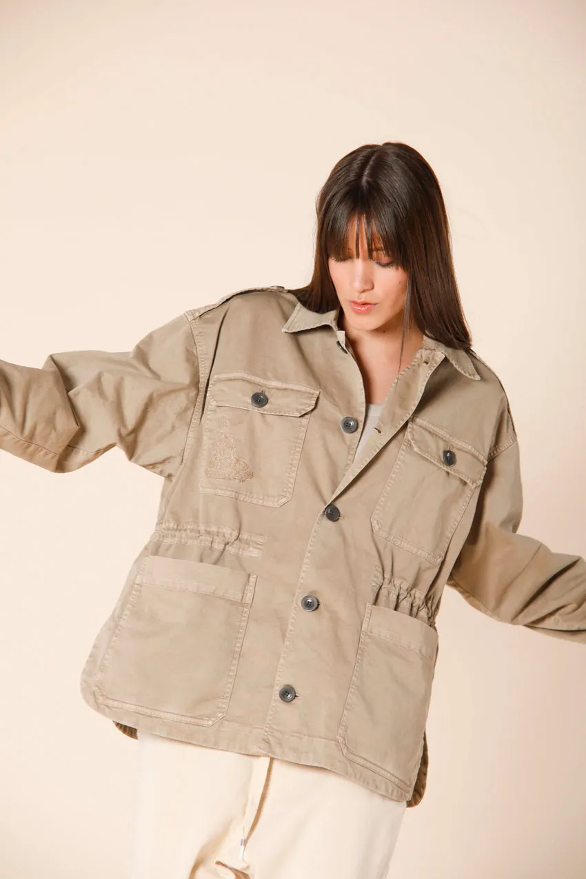 Florance field jacket donna in twill con ricamo sulla tasca