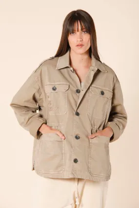 Florance field jacket donna in twill con ricamo sulla tasca