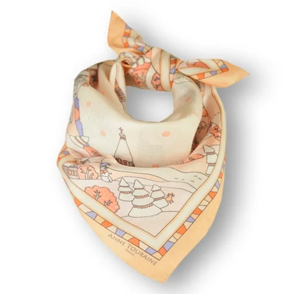 FRENCH SILK SCARF - WINTER - Light Peach - 27x27"