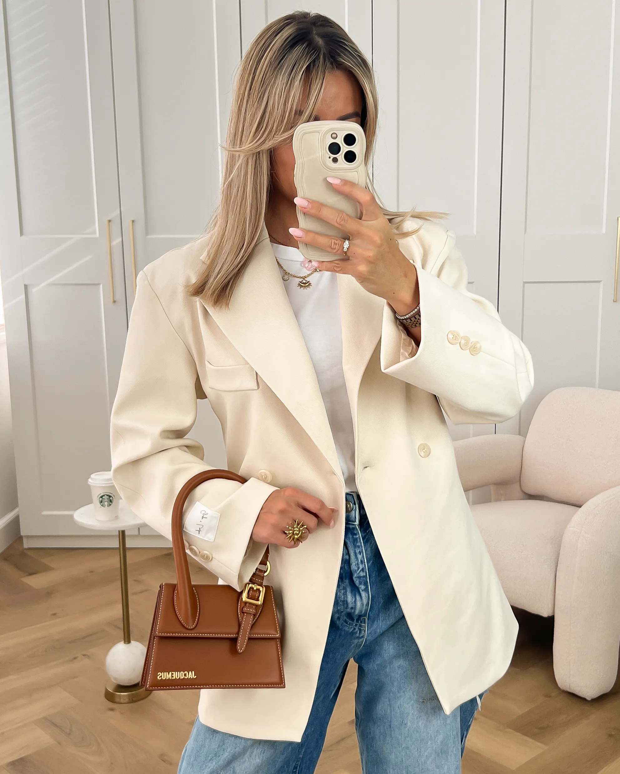 Gigi   Loulou - Cinched Blazer in Light Beige