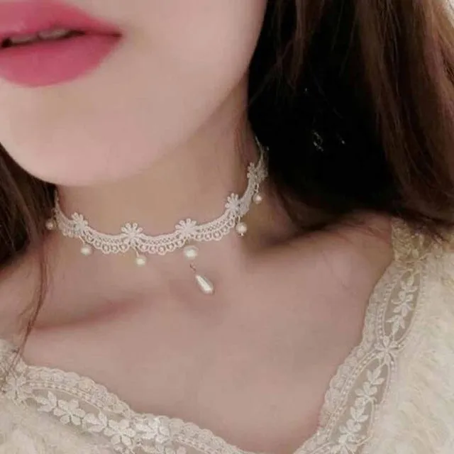 Handmade Gothic White Lace Choker