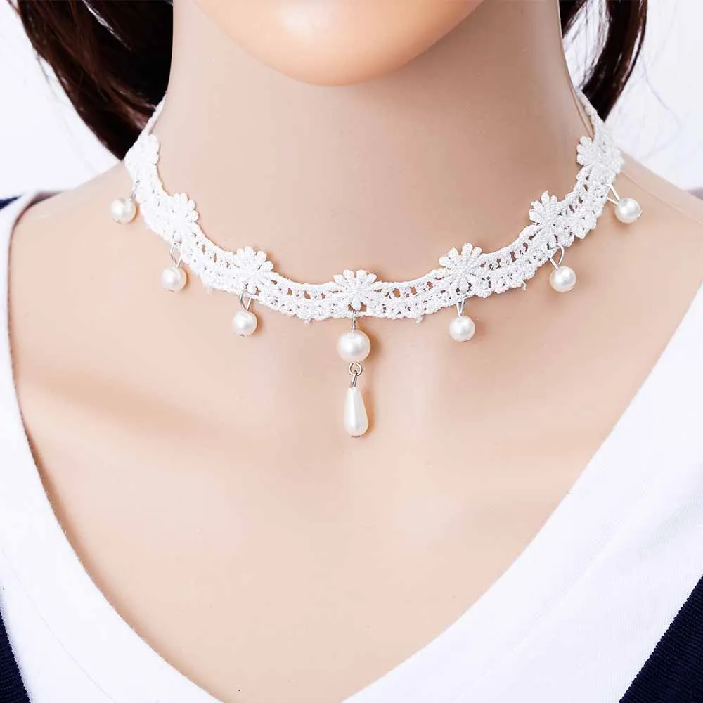 Handmade Gothic White Lace Choker