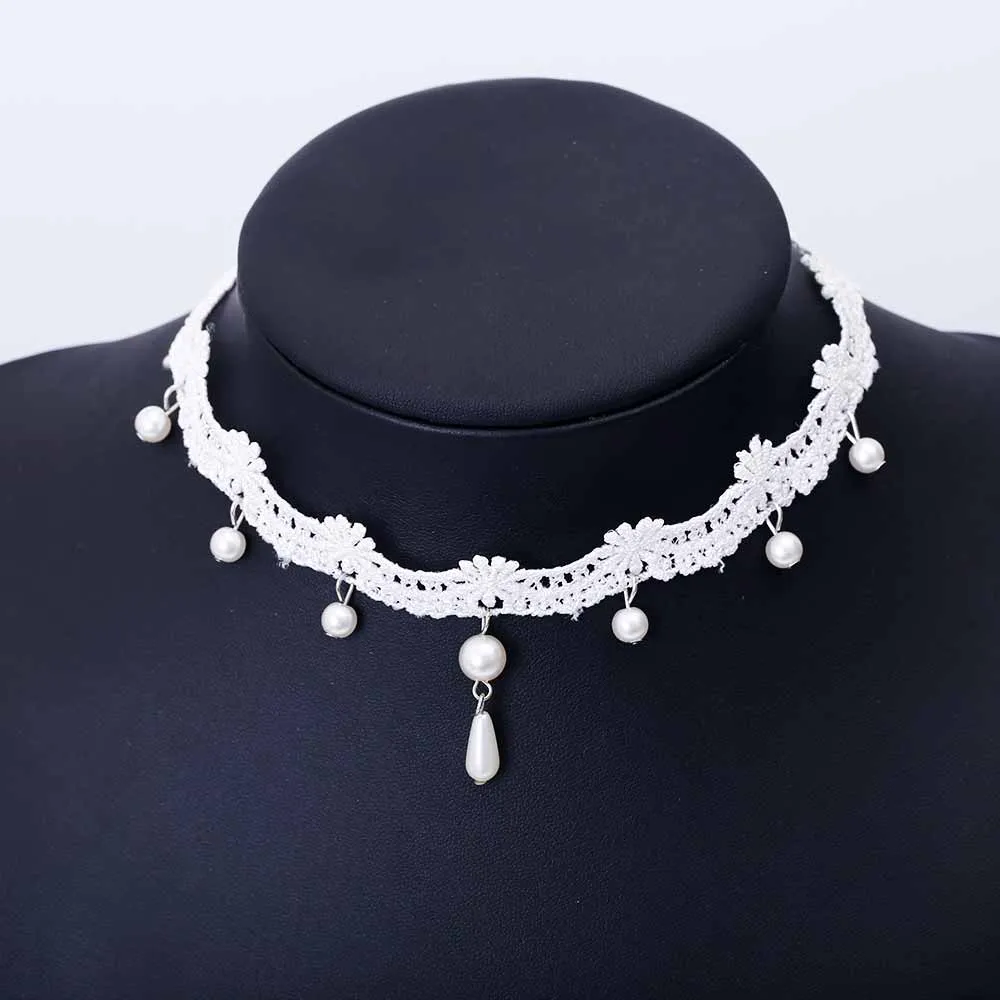 Handmade Gothic White Lace Choker