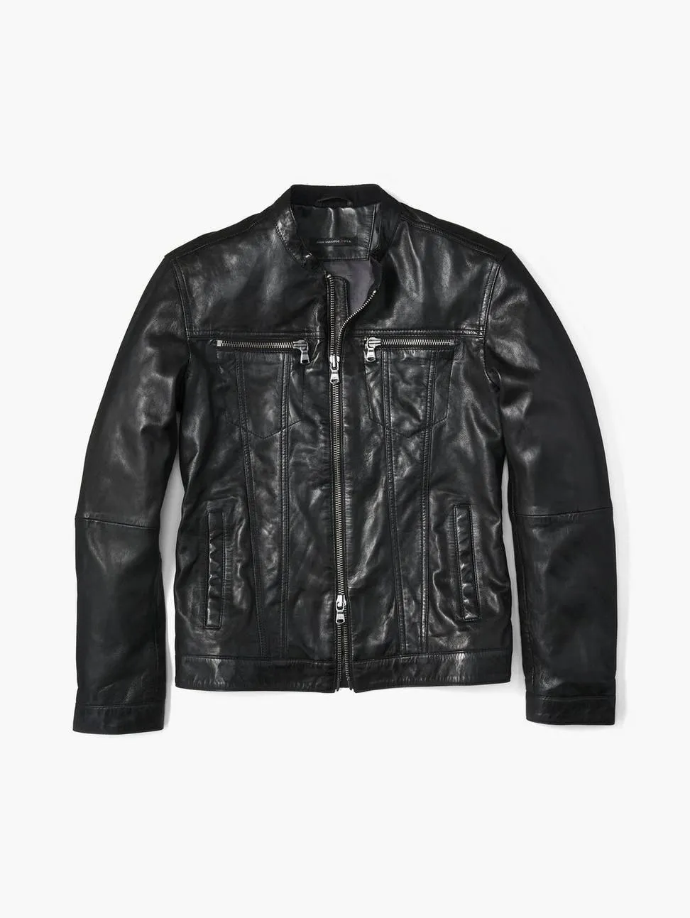 John Varvatos - Jacket de cuir à col rond