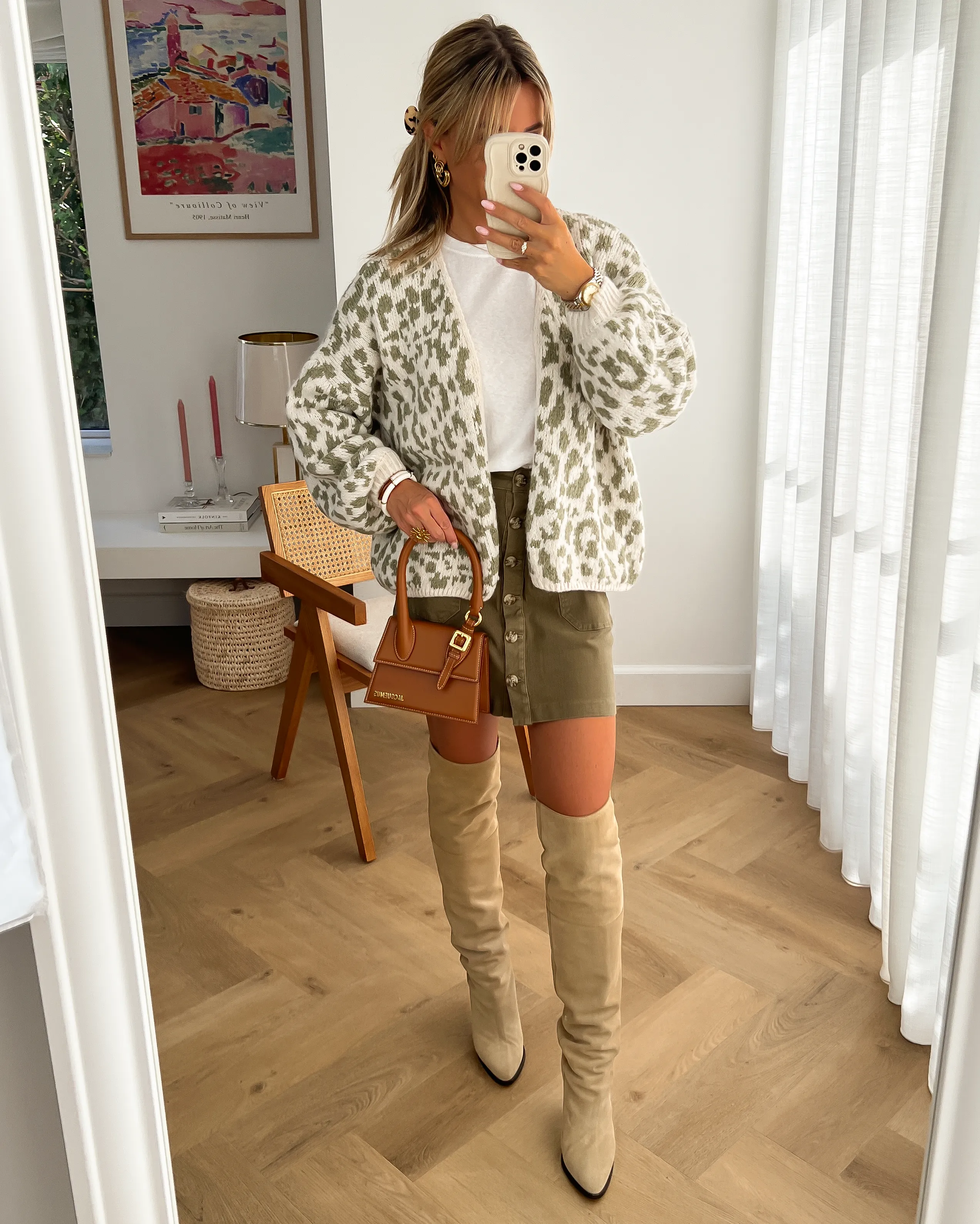 JOSLIN - Leopard Print Cardigan in Khaki