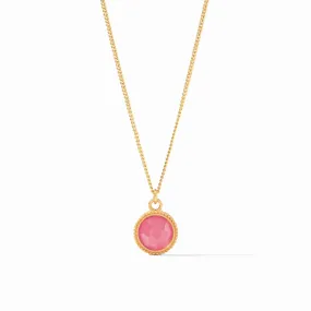 Julie Vos Fleur-de-Lis Iridescent Peony Pink Solitaire 24K Gold Plated Necklace