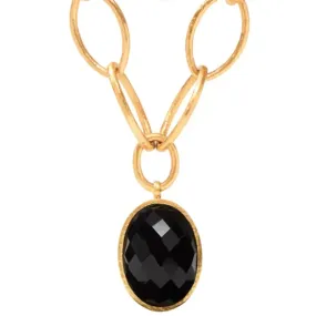 Julie Vos Fleur-de-Lis Statement Necklace, Obsidian Black