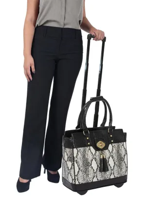 Ladies Rolling Laptop Tote - Stylish Female Laptop Bag with Wheels, Fits 13"-17" Laptops