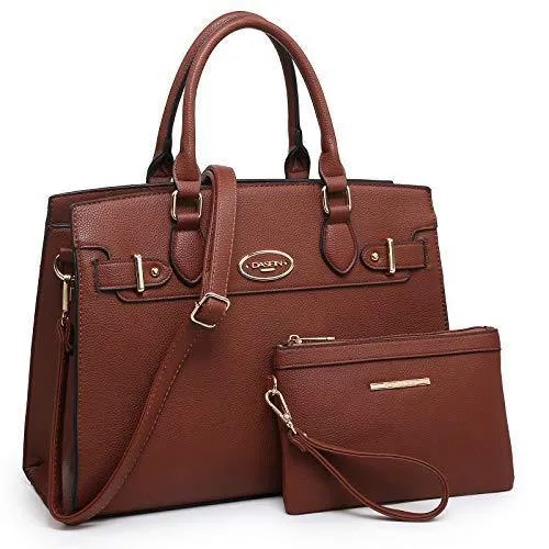 Ladies Shoulder Bag Top Handle Satchel Tote Work Bag with Matching Clutch l Dasein