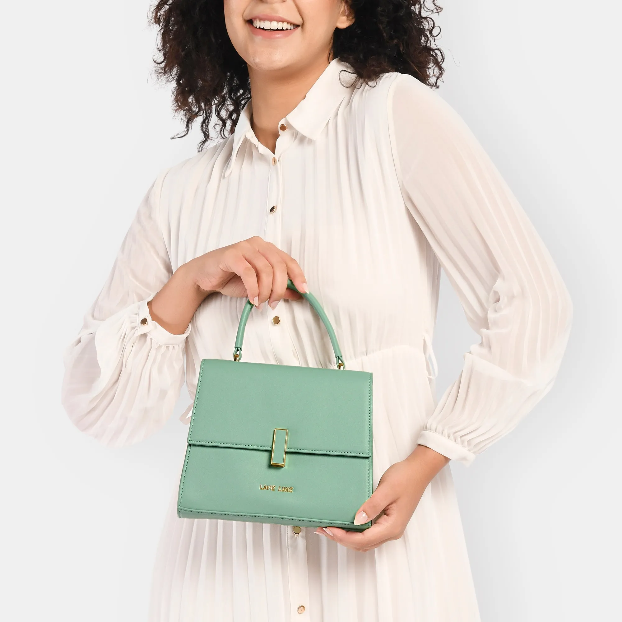 Lavie Luxe Merci Mint Small Women's Flap Satchel