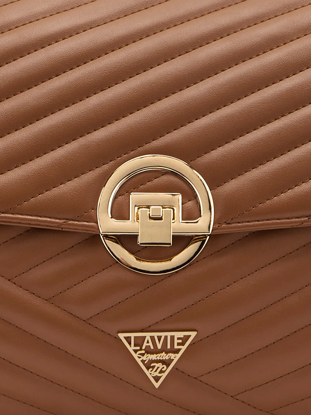 Lavie Signature Denver Large Tan Womens Quilted Flap Satchel