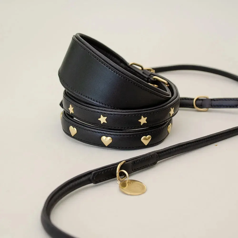 Lederhalsband für Windhunde - "Nappa Greyhound" - black