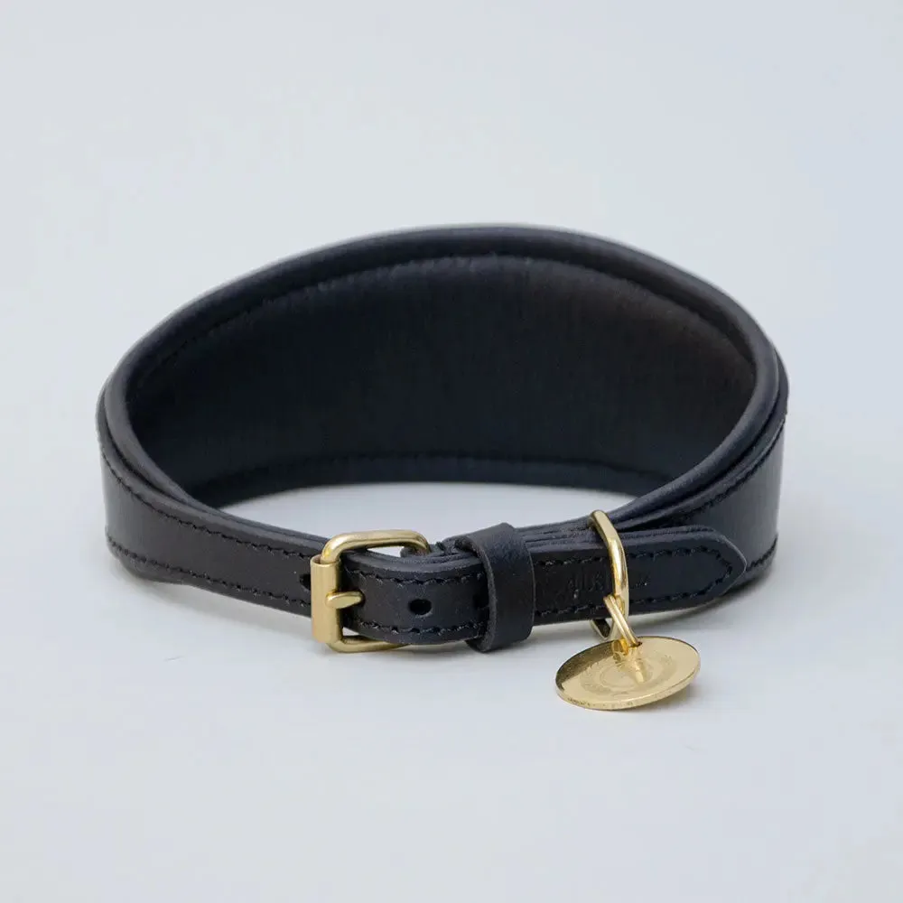 Lederhalsband für Windhunde - "Nappa Greyhound" - black