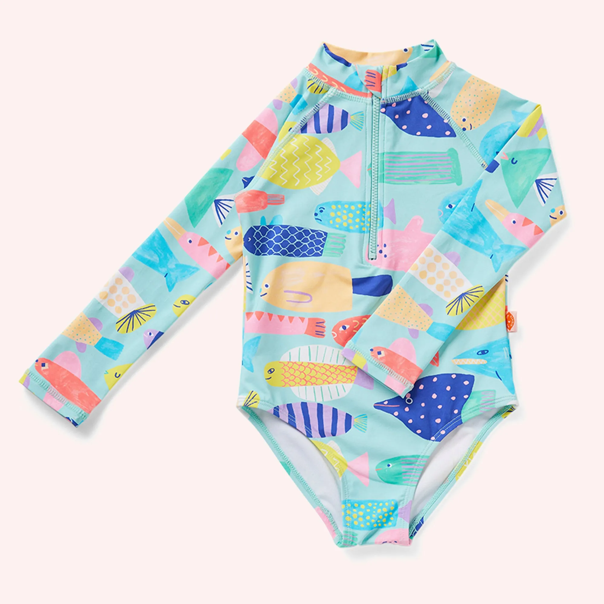 Long Sleeve Zip Bathers - Rainbow Reef