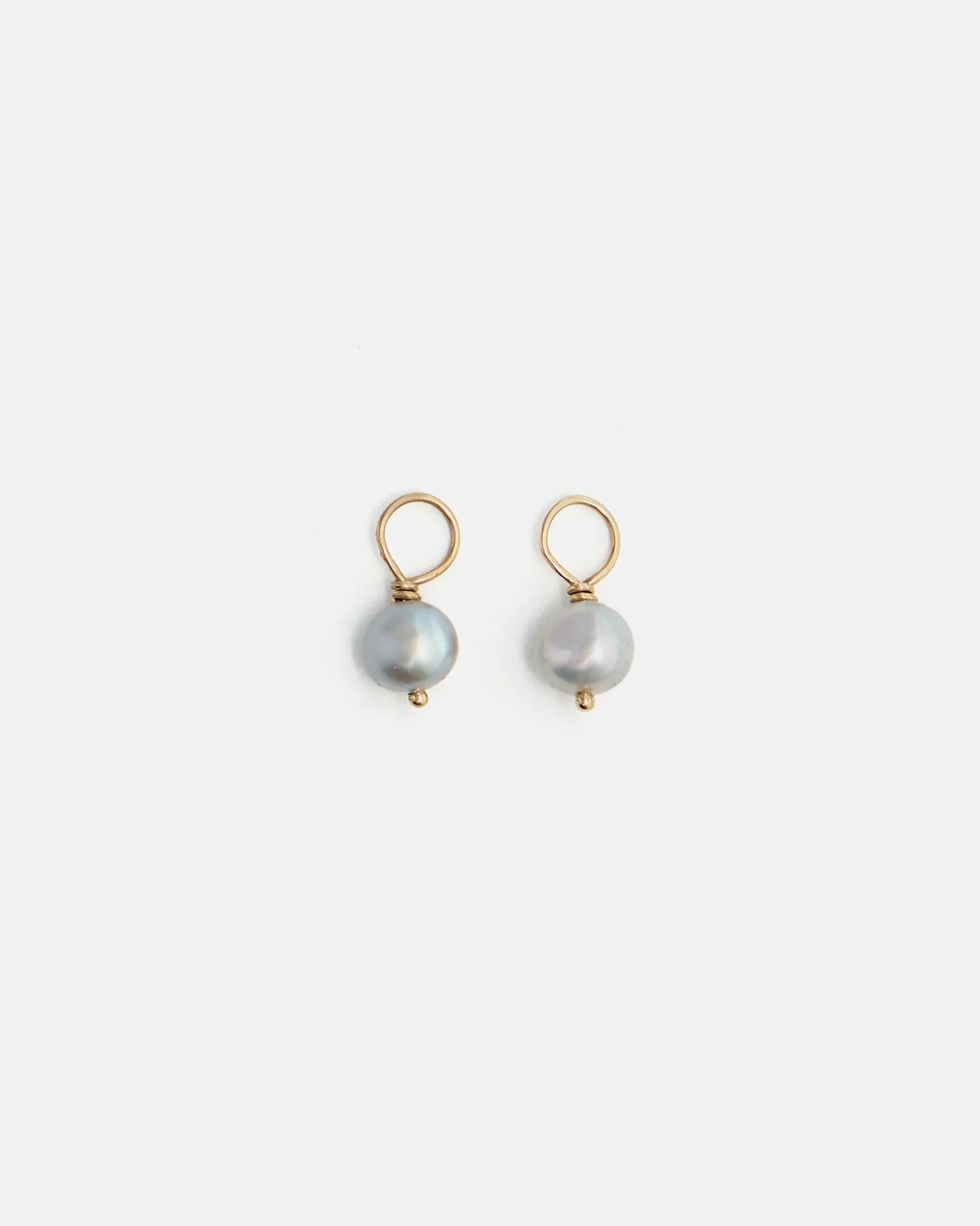 Pom-pom Pendants for Hoops in Gold with Freshwater Grey Pearls