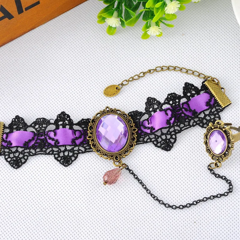 Purple Jewelry Lace Chain Bracelet