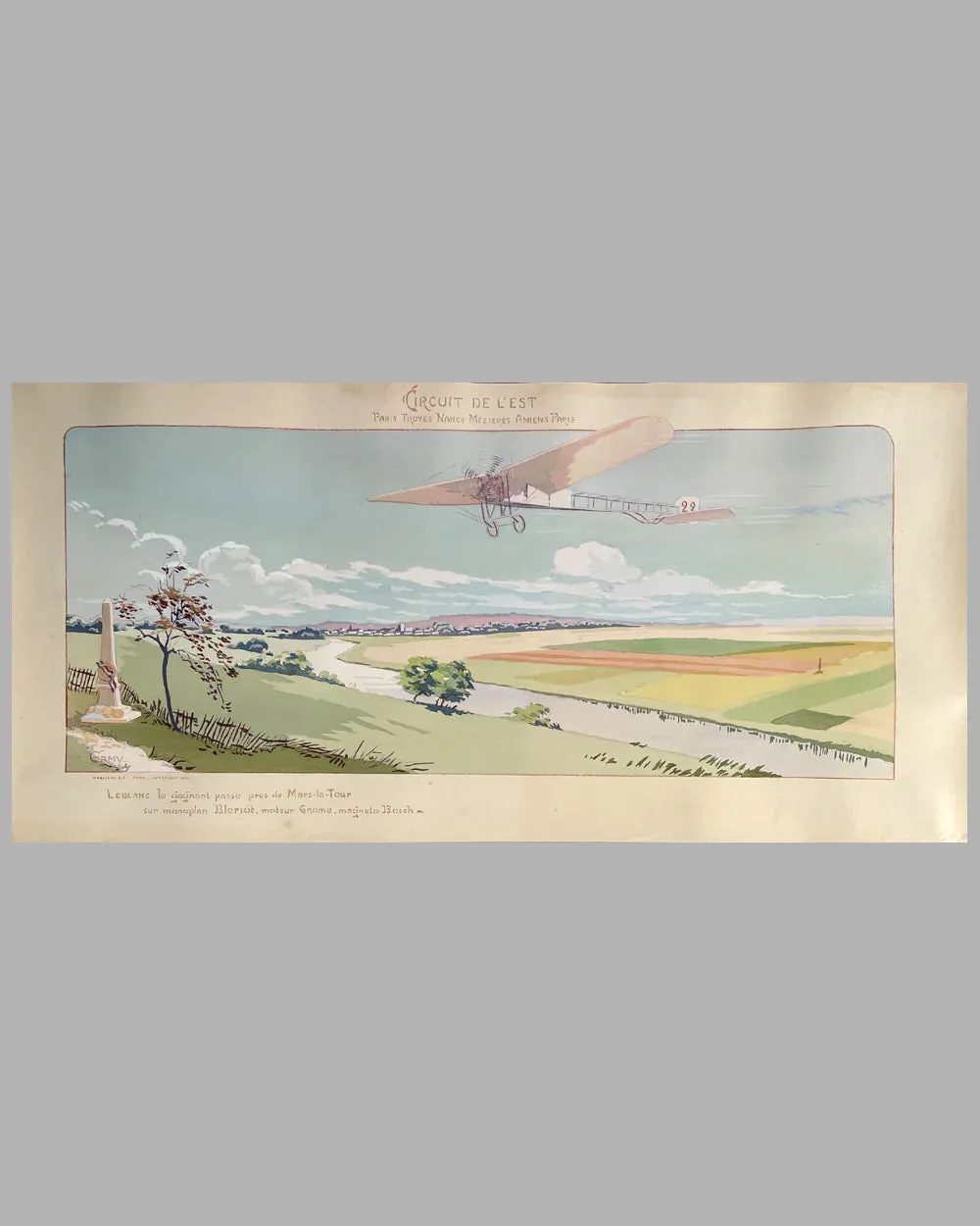 "Circuit de l'Est" lithograph by Marguerite (Gamy) Montaut, 1910