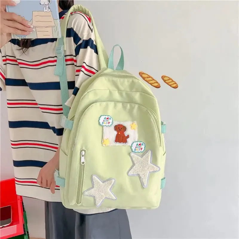 TAVIMART  -  Japanese Cartoon Dog Star Patchwork Backpack Korean Y2k Cute High-capacity Sweet Girl Schoolbag Fahion Mochilas Para Mujer