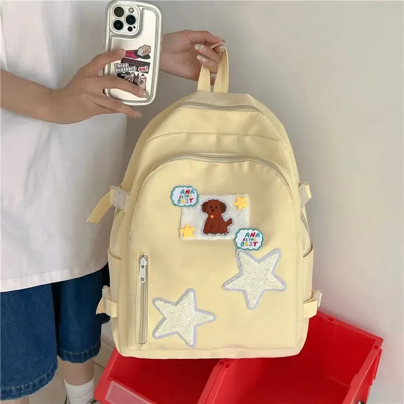 TAVIMART  -  Japanese Cartoon Dog Star Patchwork Backpack Korean Y2k Cute High-capacity Sweet Girl Schoolbag Fahion Mochilas Para Mujer