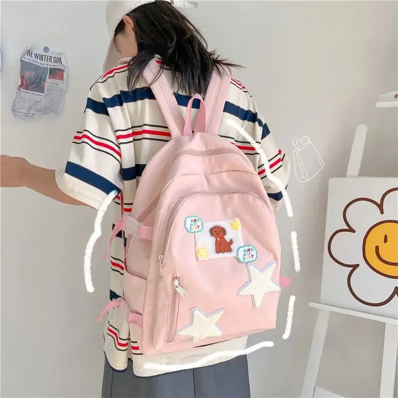 TAVIMART  -  Japanese Cartoon Dog Star Patchwork Backpack Korean Y2k Cute High-capacity Sweet Girl Schoolbag Fahion Mochilas Para Mujer