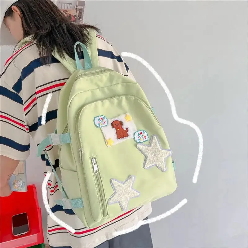 TAVIMART  -  Japanese Cartoon Dog Star Patchwork Backpack Korean Y2k Cute High-capacity Sweet Girl Schoolbag Fahion Mochilas Para Mujer