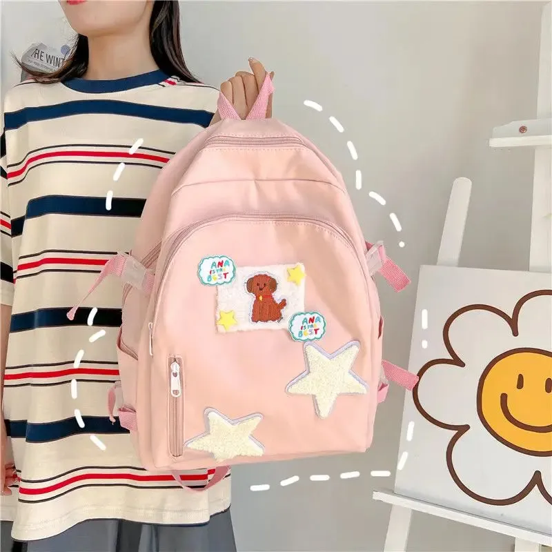 TAVIMART  -  Japanese Cartoon Dog Star Patchwork Backpack Korean Y2k Cute High-capacity Sweet Girl Schoolbag Fahion Mochilas Para Mujer