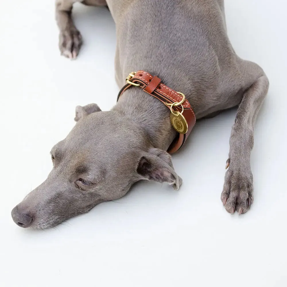 Windhund Lederhalsband - "Nappa Greyhound" - tan