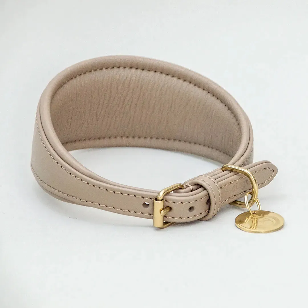 Windhund-Lederhalsband - "Nappa Greyhound" - taupe