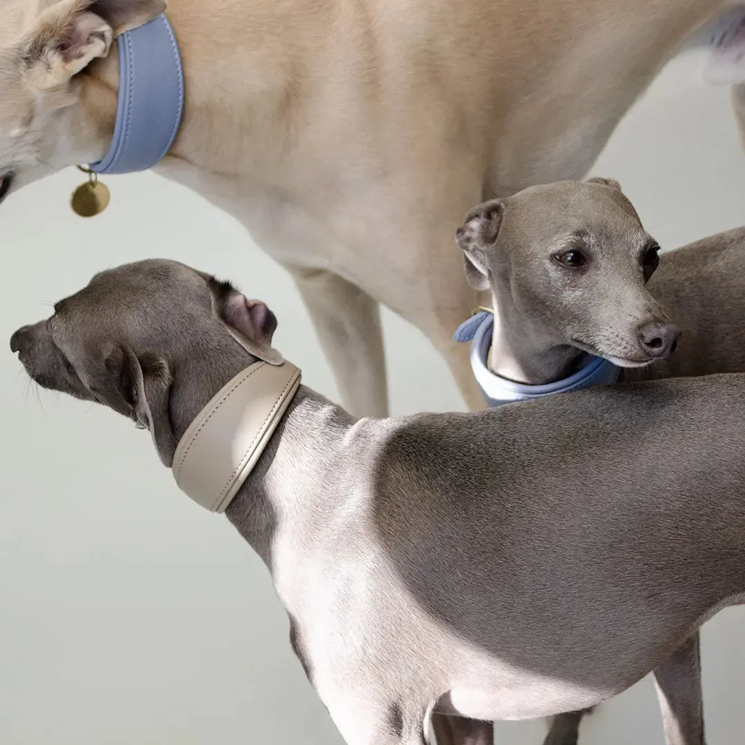 Windhund-Lederhalsband - "Nappa Greyhound" - taupe