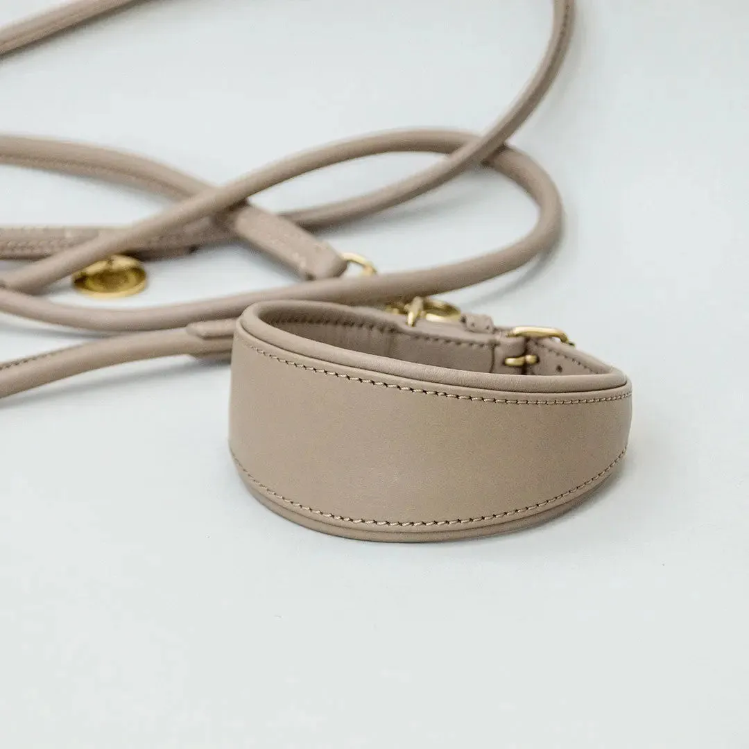 Windhund-Lederhalsband - "Nappa Greyhound" - taupe